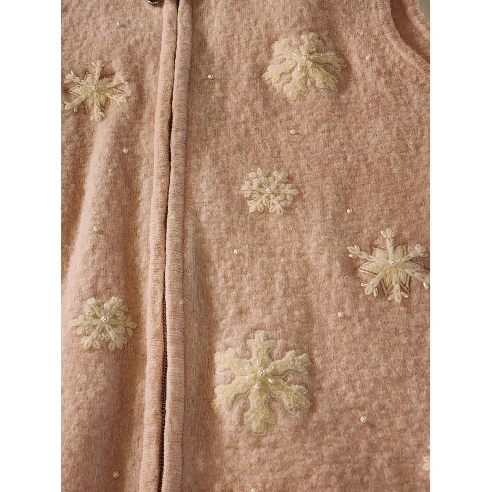 Vintage Mandal Bay 100% Wool Snowflake Sweater, Large, Pink - Picture 7 of 7